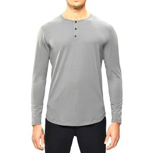 Cuts Clothing long sleeve Henley with split hem in Grey
